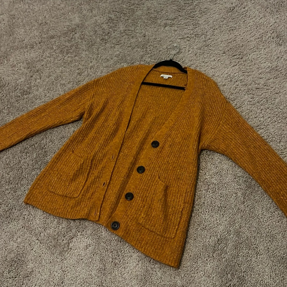 Cozy orange Cardigan with Buttons
